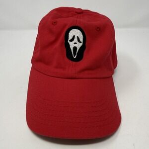 Scream Ghostface Hat Cap Strap Back Red Embroidered Dad Cap Horror Movie Mens